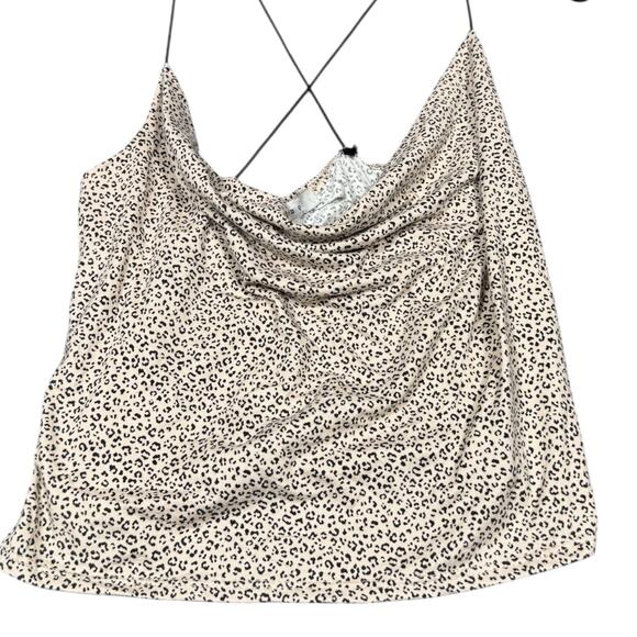 Gaze DTLA Leopard Cowl Neck Cami Top Small NWT - Picture 2 of 5